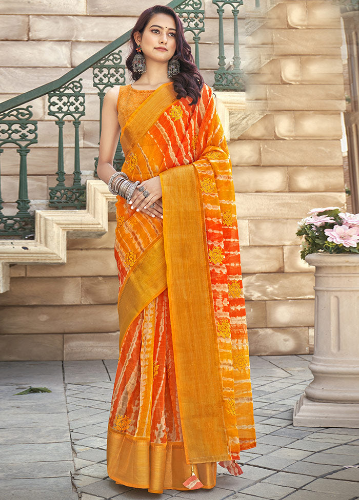 Yellow Organza Embroidered Saree With Blouse Piece - Indian Silk House Agencies