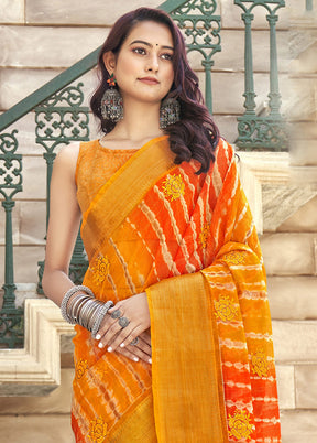 Yellow Organza Embroidered Saree With Blouse Piece - Indian Silk House Agencies