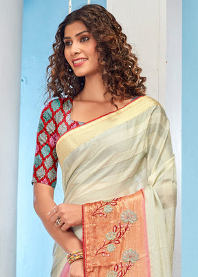 Beige Chiffon Silk Printed Saree With Blouse Piece - Indian Silk House Agencies