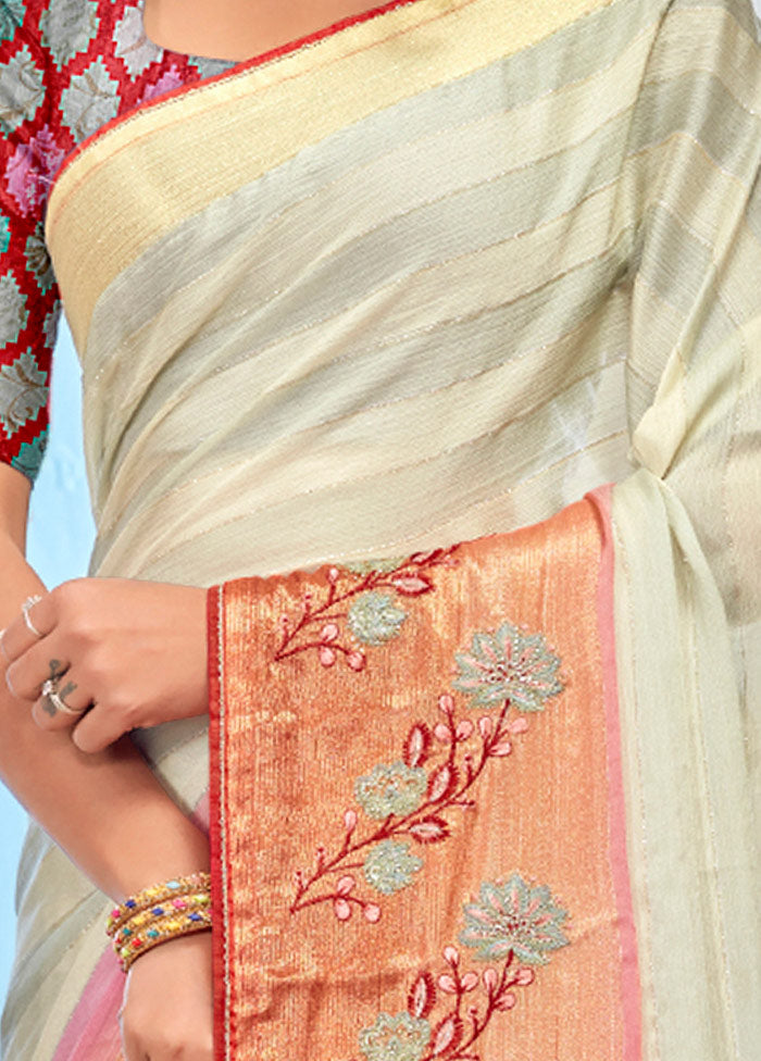 Beige Chiffon Silk Printed Saree With Blouse Piece - Indian Silk House Agencies