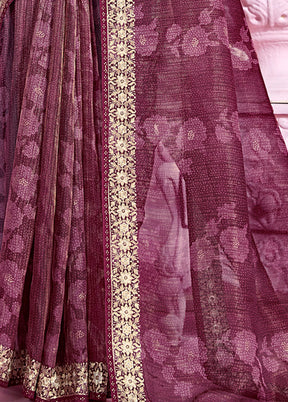 Wine Organza Zari Woven Saree With Blouse Piece - Indian Silk House Agencies