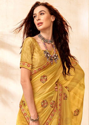 Yellow Georgette Embroidered Saree With Blouse Piece - Indian Silk House Agencies