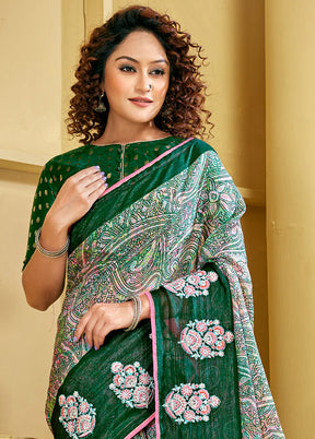 Multicolor Chiffon Silk Embroidered Saree With Blouse Piece - Indian Silk House Agencies