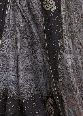 Grey Georgette Foil Emblished Saree With Blouse Piece - Indian Silk House Agencies