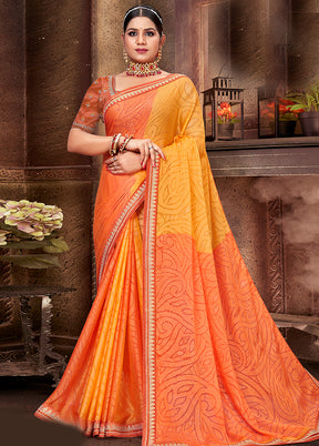 Orange Spun Silk Embelished Saree With Blouse Piece - Indian Silk House Agencies