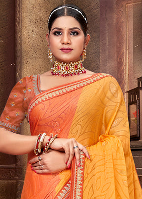 Orange Spun Silk Embelished Saree With Blouse Piece - Indian Silk House Agencies