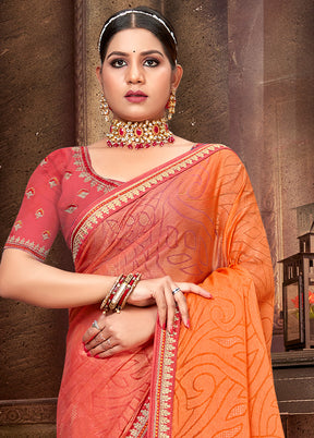 Orange Spun Silk Embelished Saree With Blouse Piece - Indian Silk House Agencies