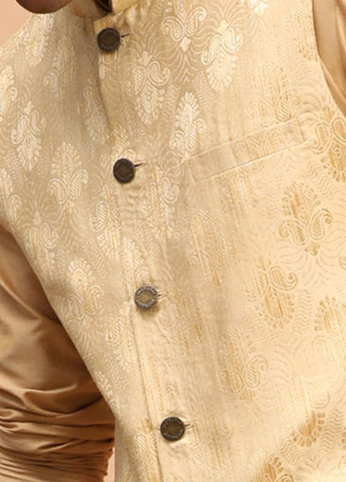 Cream Silk Nehru Jacket VDVAS15062068 - Indian Silk House Agencies