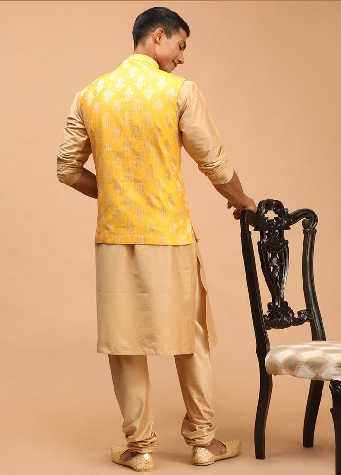 3 Pc Rose Golden Viscose Kurta Pajama Jacket Set VDVAS15062272 - Indian Silk House Agencies