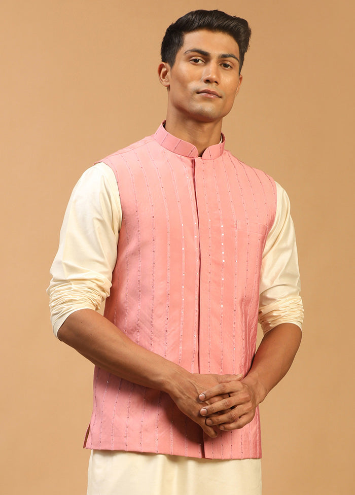 Pink Cotton Nehru Jacket VDVAS15062064