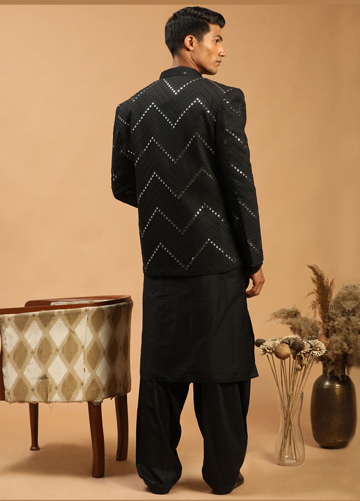 3 Pc Black Viscose Ethnic Wear Set VDVAS15062316 - Indian Silk House Agencies