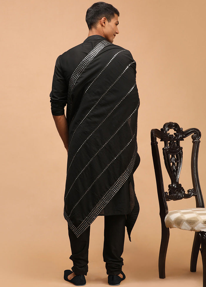3 Pc Black Viscose Kurta Pajama Dupatta Set VDVAS15062080 - Indian Silk House Agencies
