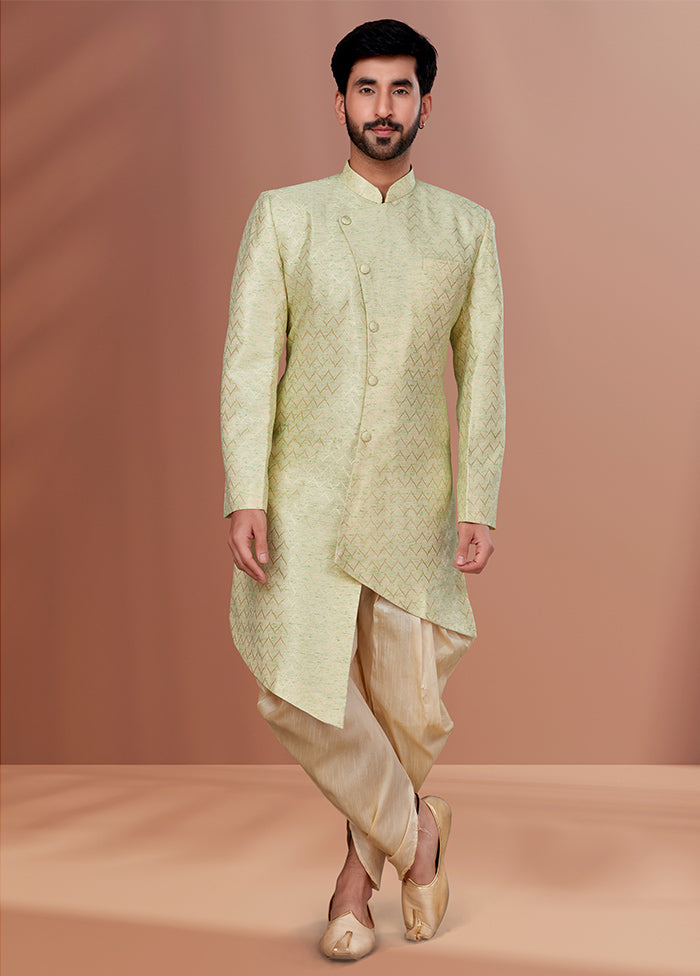 2 Pc Cream Dupion Silk Kurta Pajama Set - Indian Silk House Agencies