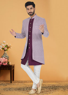 2 Pc Magenta Cotton Kurta And Pajama Set - Indian Silk House Agencies