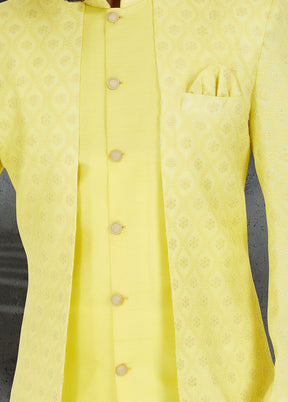 2 Pc Lime Yellow Georgette Kurta And Pajama Set - Indian Silk House Agencies