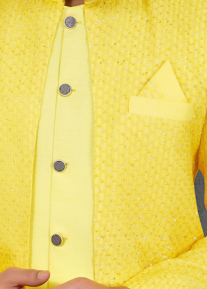 2 Pc Yellow Georgette Kurta And Pajama Set