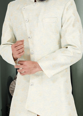 2 Pc Sky Blue Dupion Silk Kurta And Pajama Set - Indian Silk House Agencies