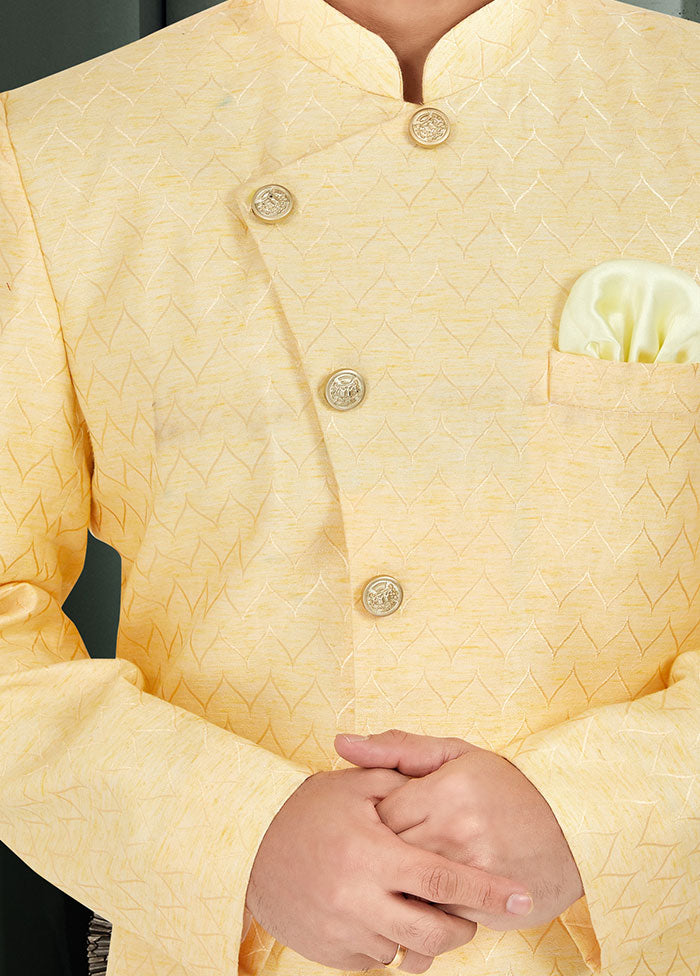 2 Pc Yellow Cotton Kurta And Pajama Set