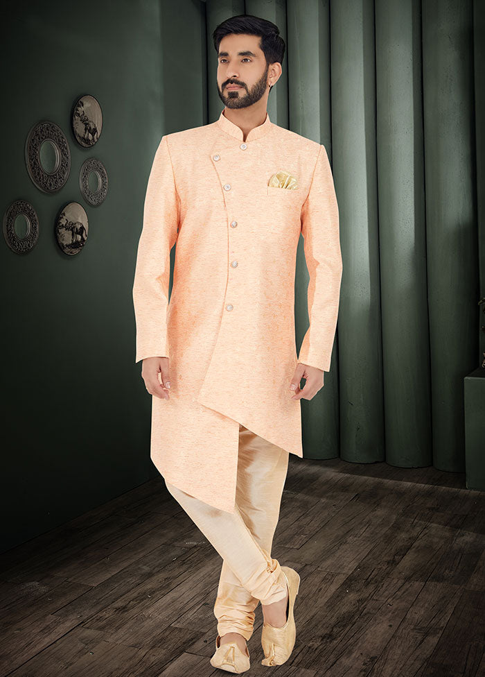 2 Pc Orange Cotton Kurta And Pajama Set - Indian Silk House Agencies