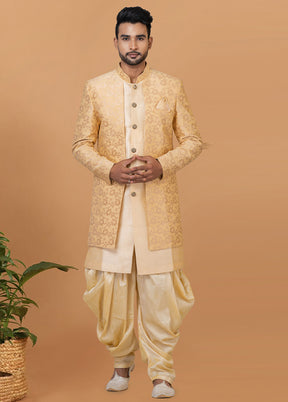 2 Pc Cream Silk Kurta Pajama Set - Indian Silk House Agencies