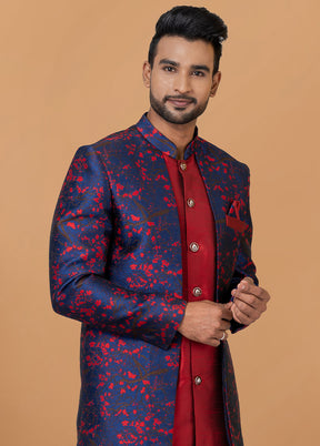 2 Pc Red Silk Kurta Pajama Set - Indian Silk House Agencies