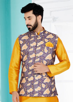 3 Pc Mustard Cotton Kurta Pajama Set - Indian Silk House Agencies
