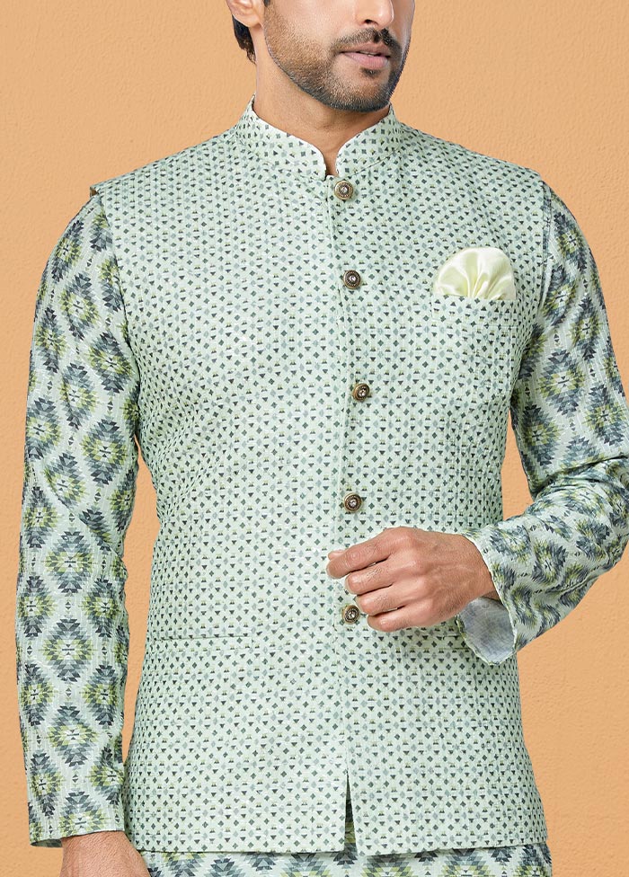 3 Pc Green Georgette Kurta Pajama Set - Indian Silk House Agencies