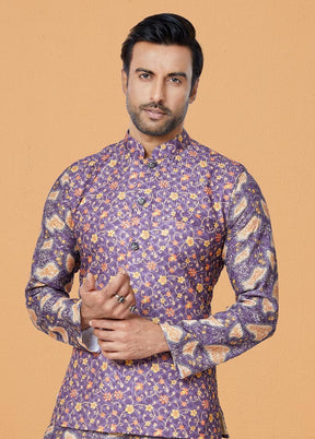 3 Pc Purple Georgette Kurta Pajama Set - Indian Silk House Agencies