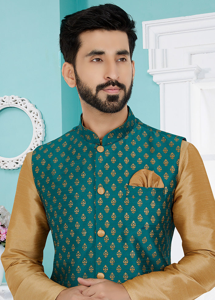 Rama Full Sleeves Mandarin Collar Waistcoat - Indian Silk House Agencies