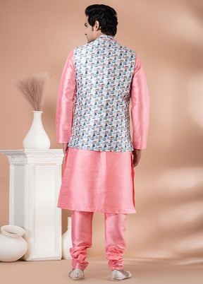 3 Pc Pink Dupion Silk Ethnic Wear Set