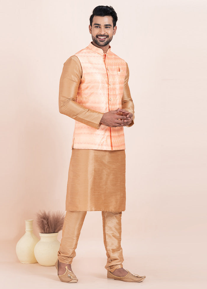 3 Pc Chiku Dupion Silk Kurta Pajama Set