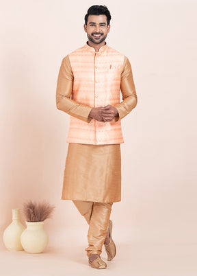 Pink Full Sleeves Mandarin Collar Waistcoat