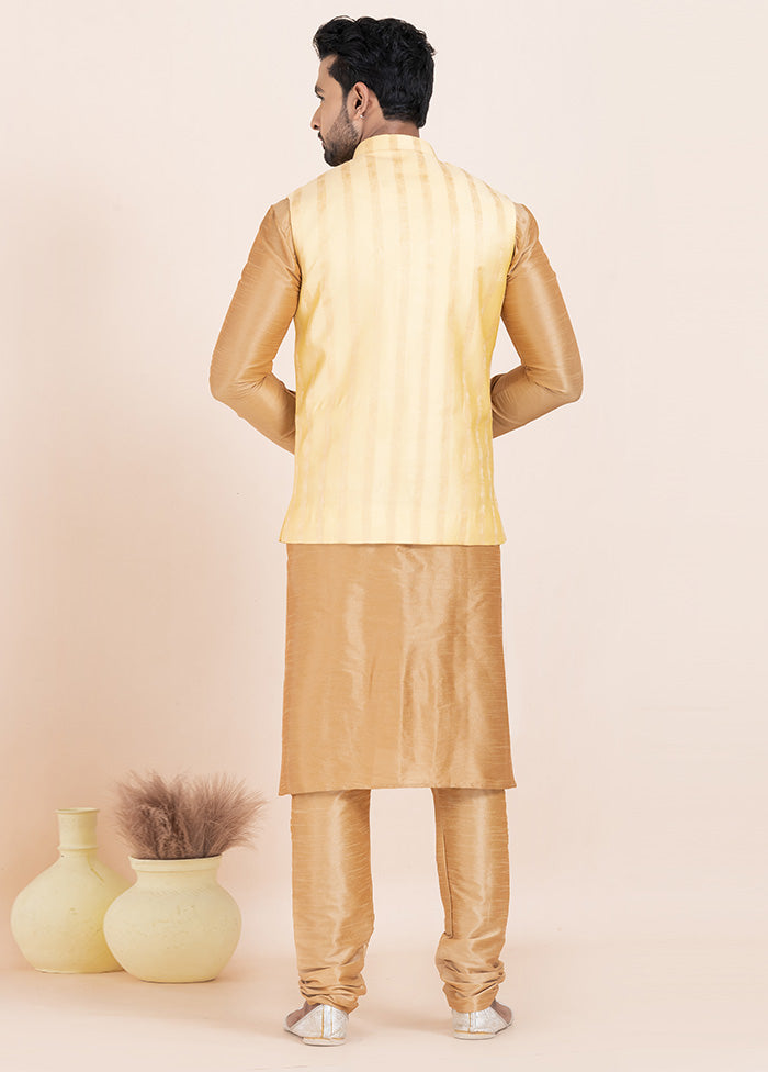 3 Pc Chiku Dupion Silk Kurta Pajama Set