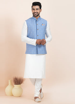 Multicolor Full Sleeves Mandarin Collar Waistcoat