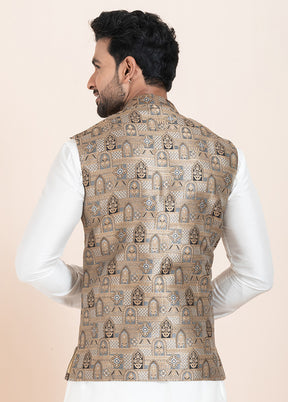 Multicolor Full Sleeves Mandarin Collar Waistcoat