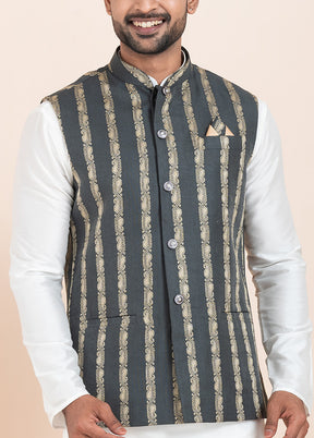 Multicolor Full Sleeves Mandarin Collar Waistcoat