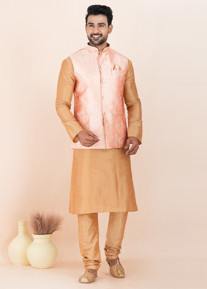 3 Pc Chiku Dupion Silk Kurta Pajama Set