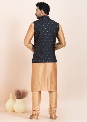 3 Pc Chiku Dupion Silk Kurta Pajama Set