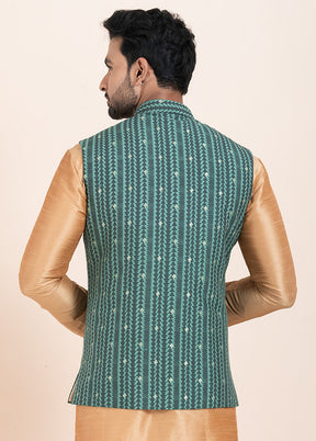 Multicolor Full Sleeves Mandarin Collar Waistcoat