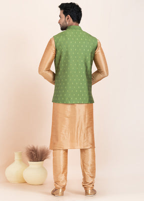 3 Pc Chiku Dupion Silk Kurta Pajama Set