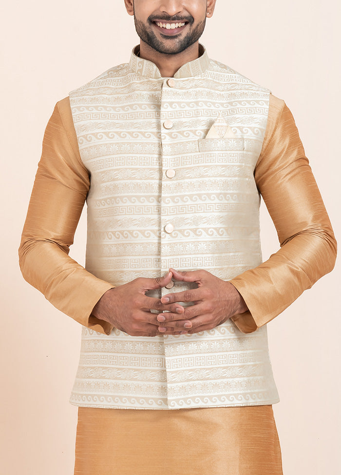 3 Pc Chiku Dupion Silk Kurta Pajama Set