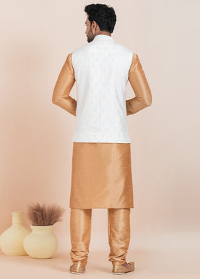 3 Pc Chiku Dupion Silk Kurta Pajama Set