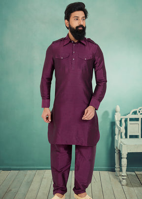2 Pc Multicolor Dupion Silk Kurta Pajama Set - Indian Silk House Agencies