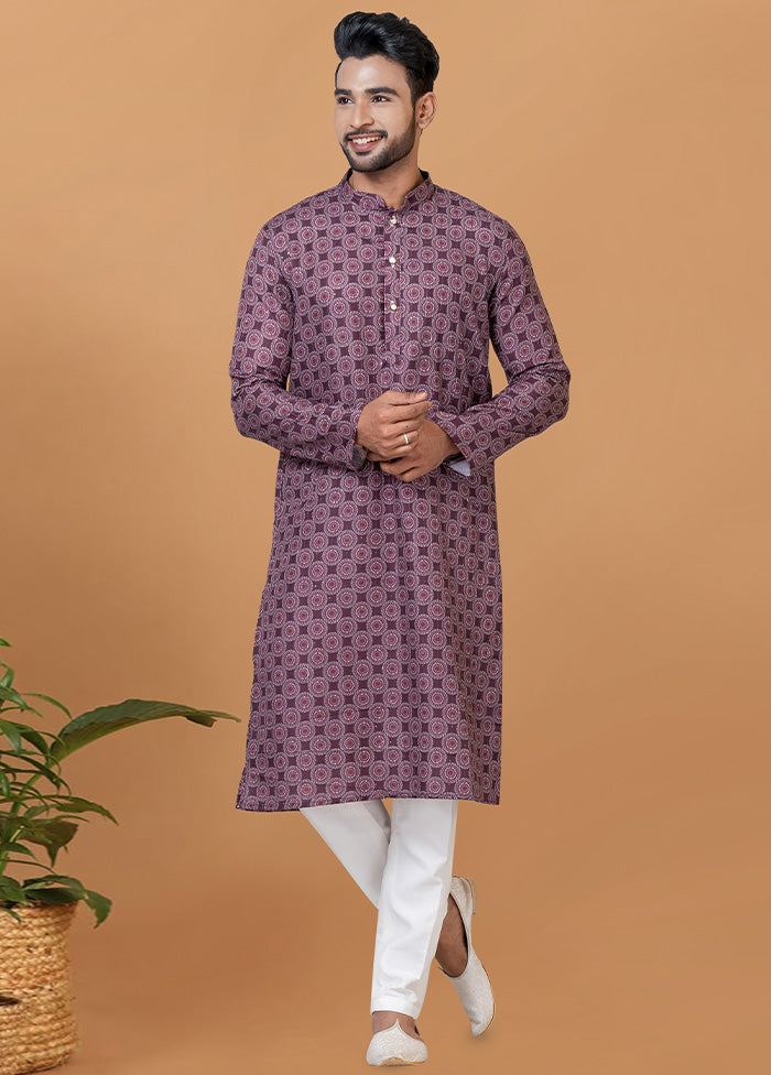 2 Pc Maroon Cotton Kurta Pajama Set - Indian Silk House Agencies