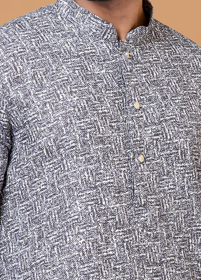 2 Pc Grey Cotton Kurta Pajama Set - Indian Silk House Agencies