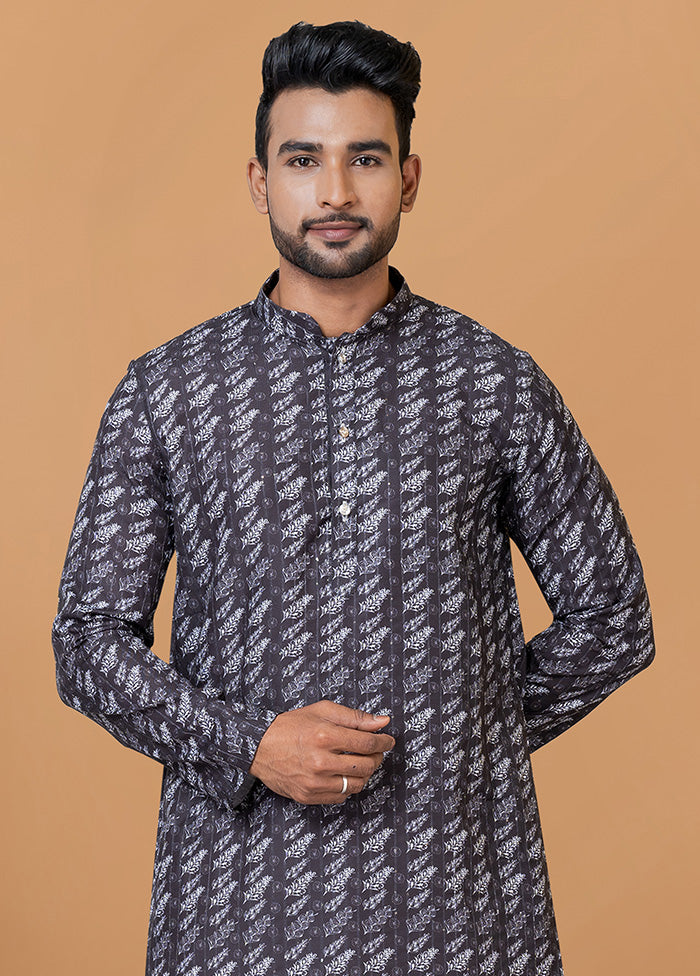 2 Pc Grey Cotton Kurta Pajama Set - Indian Silk House Agencies