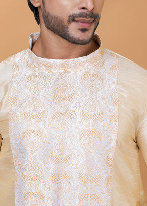 2 Pc Golden Silk Kurta Pajama Set - Indian Silk House Agencies