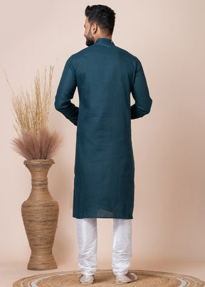 Rama Green Cotton Kurta And Pajama Set