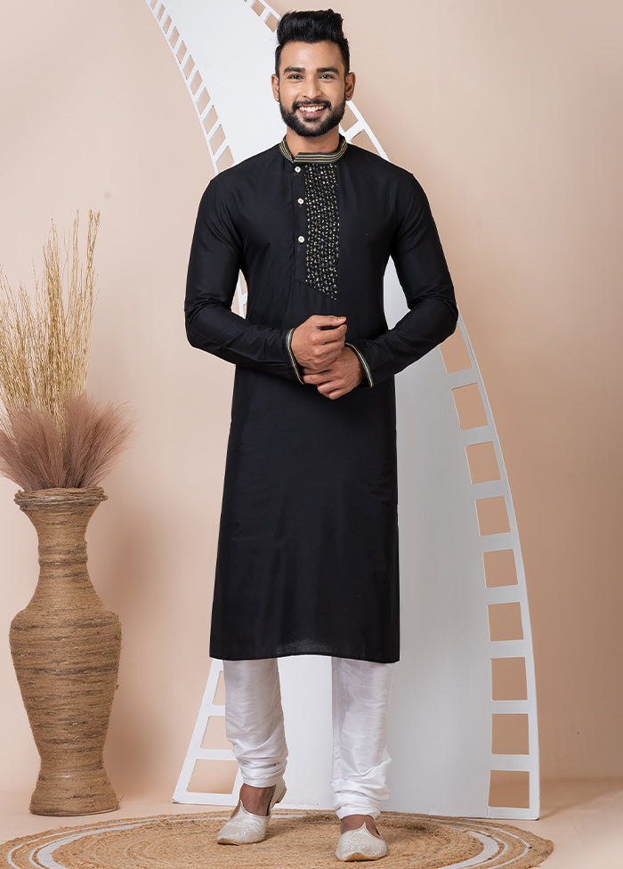 Black Viscose Kurta And Pajama Set