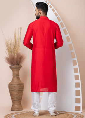 Red Viscose Kurta And Pajama Set